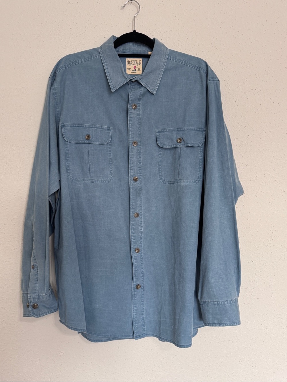 Red Head Brand Co Long Sleeve Button Up Shirt Mens XL Blue Heavy Cotton